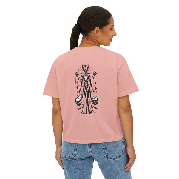 Stylish Women's Boxy Tee with Artistic Print, Casual Top, Fashionable T-Shirt, Unique Graphic Tee, Trendy Summer Wear - Görsel 15