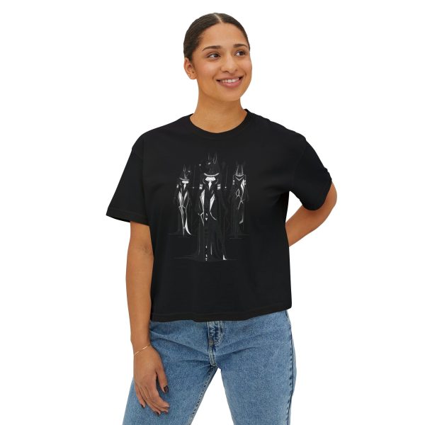 Stylish Women's Boxy Tee with Artistic Print, Casual Top, Fashionable T-Shirt, Unique Graphic Tee, Trendy Summer Wear - Görsel 26