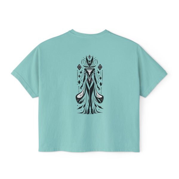 Stylish Women's Boxy Tee with Artistic Print, Casual Top, Fashionable T-Shirt, Unique Graphic Tee, Trendy Summer Wear - Görsel 22