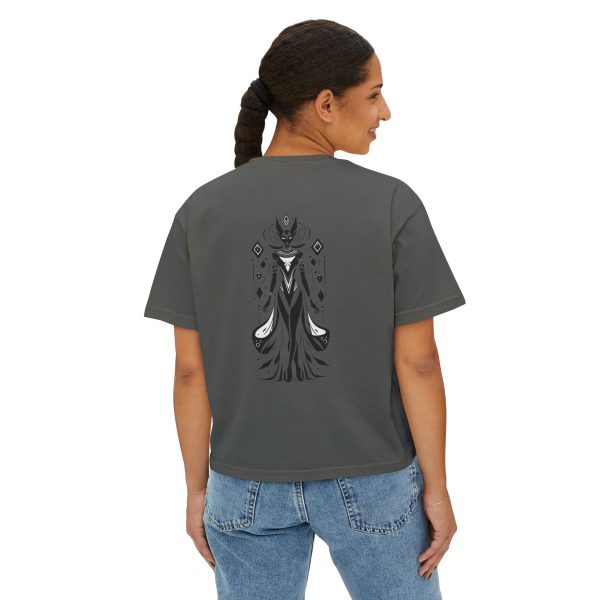 Stylish Women's Boxy Tee with Artistic Print, Casual Top, Fashionable T-Shirt, Unique Graphic Tee, Trendy Summer Wear - Görsel 21