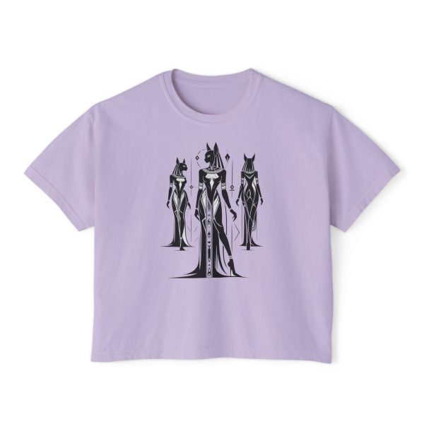 Stylish Women's Boxy Tee with Artistic Print, Casual Top, Fashionable T-Shirt, Unique Graphic Tee, Trendy Summer Wear - Görsel 7