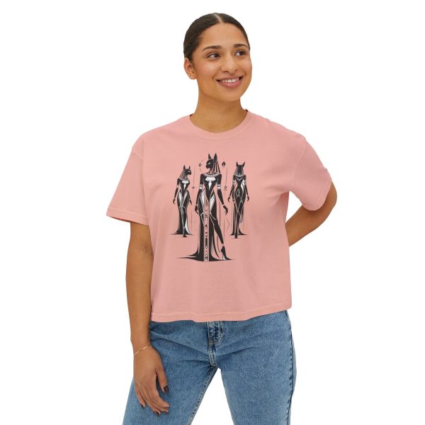 Stylish Women's Boxy Tee with Artistic Print, Casual Top, Fashionable T-Shirt, Unique Graphic Tee, Trendy Summer Wear - Görsel 14